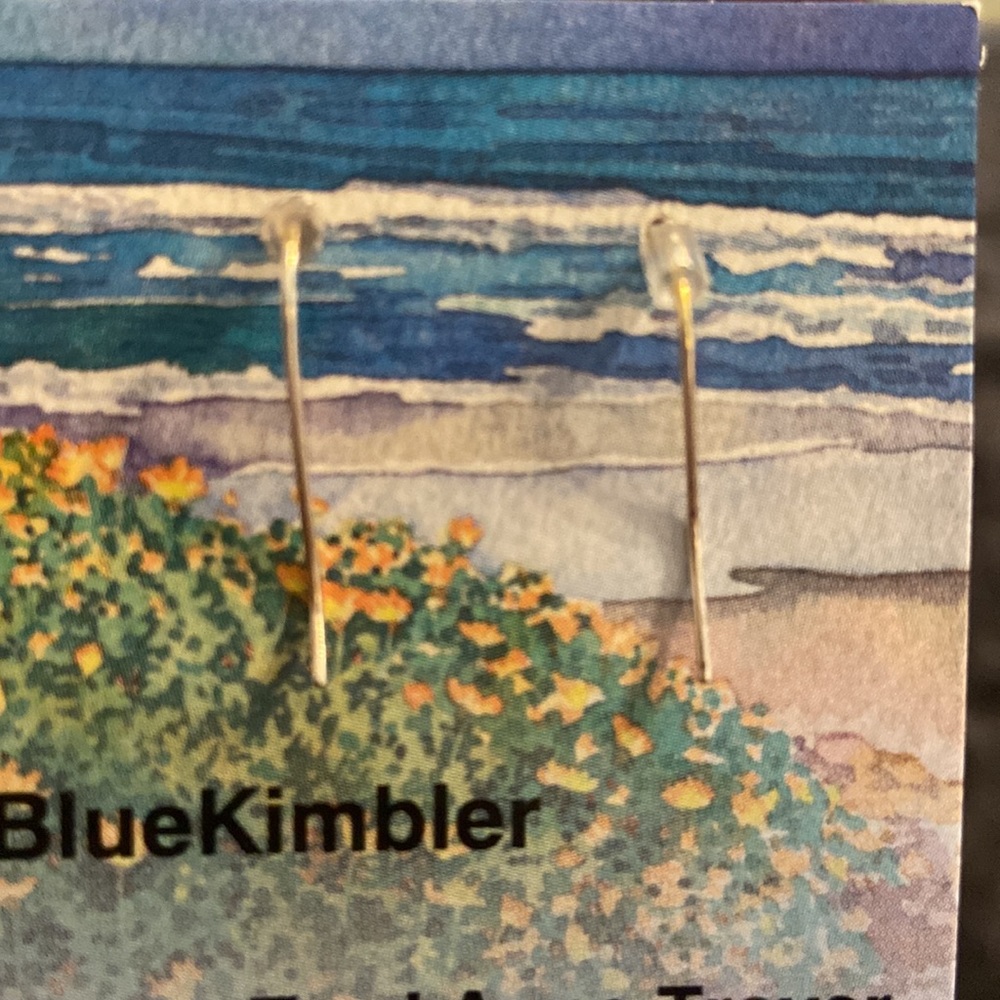 FINAL NEW BlueKimbler Solid Sterling Silver & Shell Dangling Earrings - Picture 4 of 4